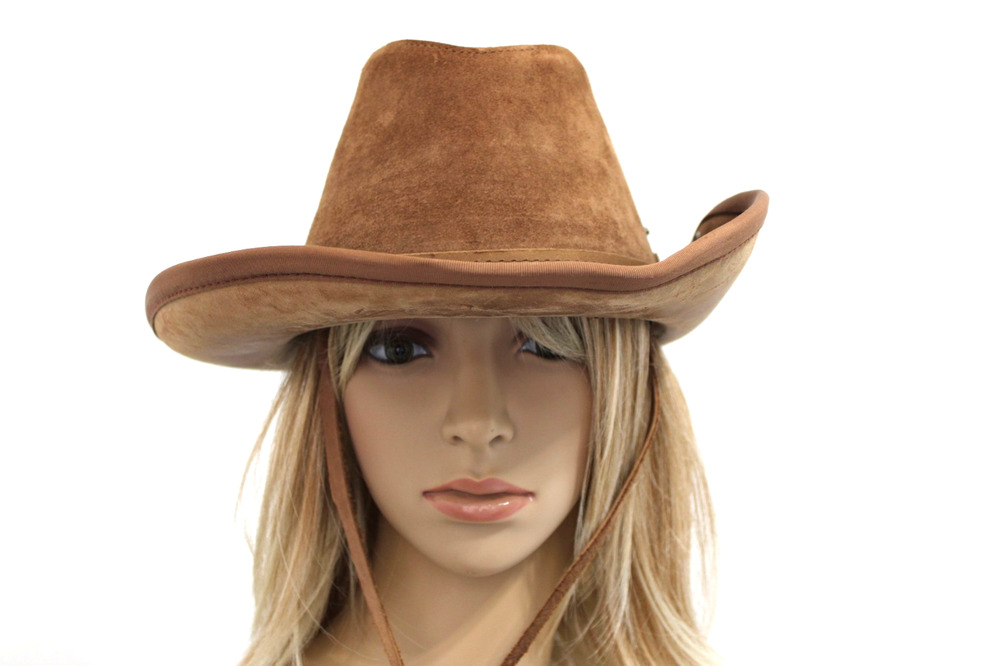 Vintage Henschel Skully’s Suede Leather Brown Outback Western Hat Men's Medium